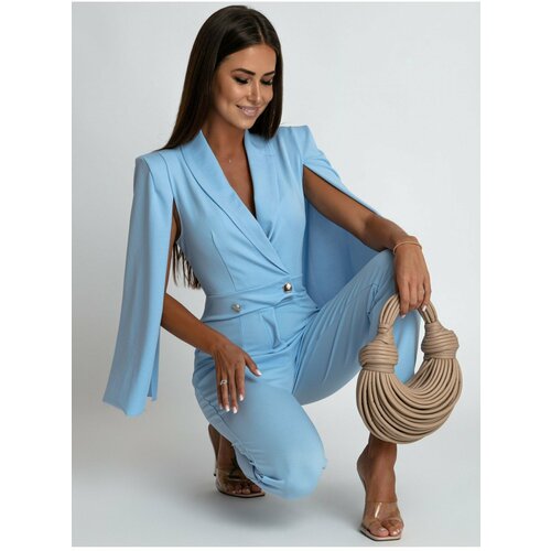 Fasardi Blue jumpsuit with slit sleeves Slike