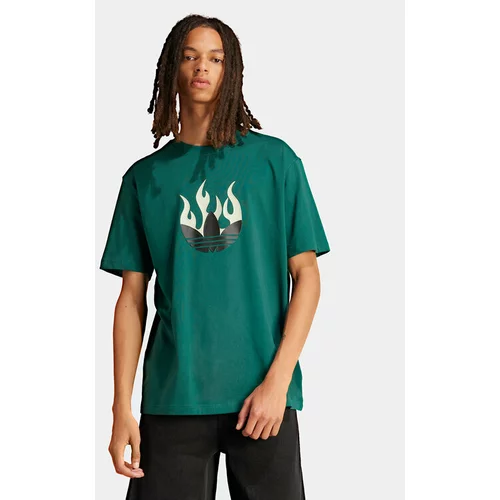 Adidas Majica Flames Logo IS0177 Zelena Loose Fit
