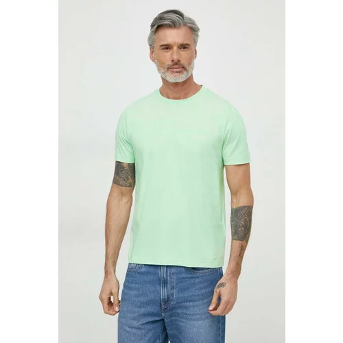 BOSS Green Bombažna kratka majica moški, zelena barva