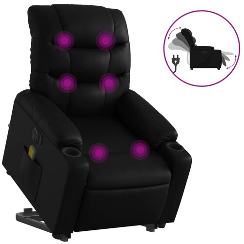 VidaXL Električni masažni naslonjač na podizanje od umjetne kože crni Slike