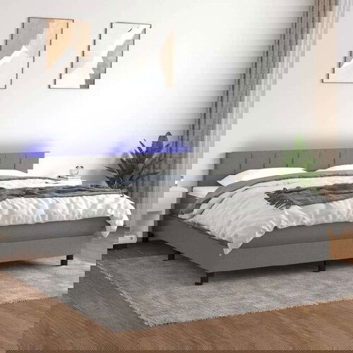  Box spring s madracem LED tamnosivi 180x200 cm tkanina Slike