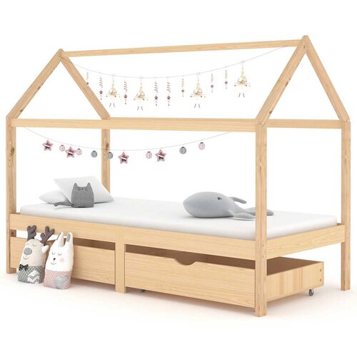 vidaXL otroški posteljni okvir s predali trdna borovina 90x200 cm Cene