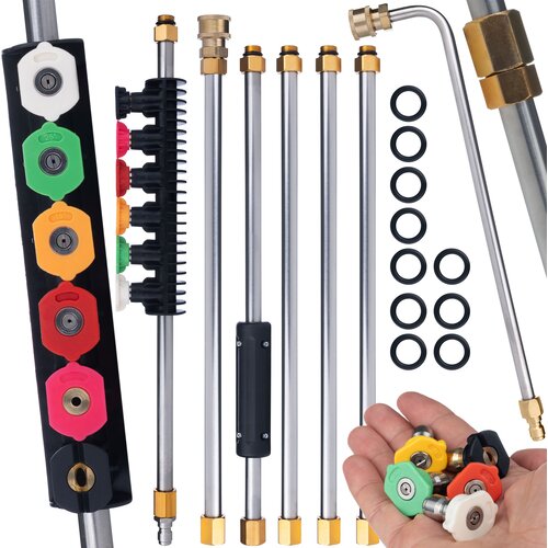 Rosfix Set 7 Brizgalnih Cevi In &Scaron;ob &ndash; Penilna &Scaron;oba 90&deg;, Hitro Vtično 1/4", 250 Bar, Dolžina 2,6 M | Za Visokotlačni Čistilnik, (5000222937) Cene