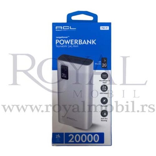  power bank acl PW-17 20000 mah (micro & type-c input) led display bela Cene