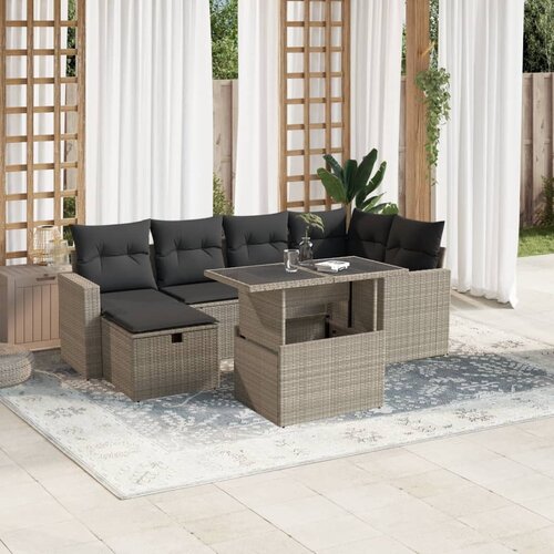 VidaXL 7-dijelni set vrtnih sofa svjetlosivi od poliratana Slike