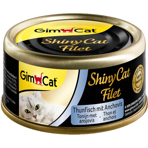  Varčno pakiranje GimCat ShinyCat File pločevinka 24 x 70 g - Tuna & inčuni Cijene