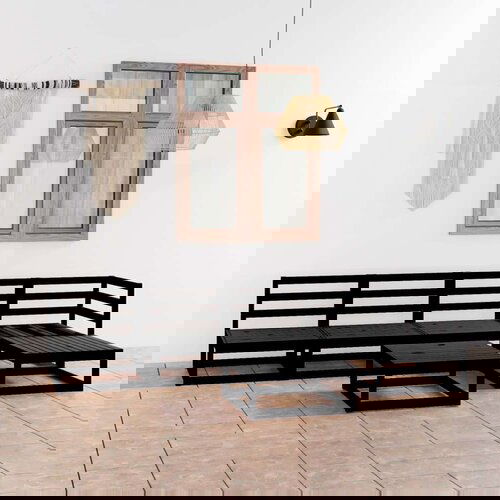  6-dijelna vrtna garnitura od masivne borovine crna Cijene