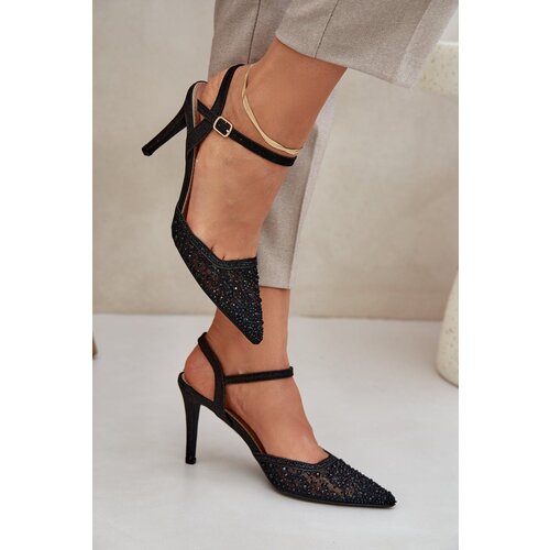 PS1 Embellished Heels With Open Back Black Nanadra Slike