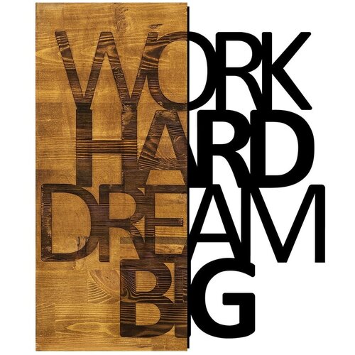 Wallity zidna dekoracija Work Hard Dream Big, 48x58 cm, Smeđe boje Cene