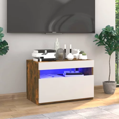 vidaXL TV omarica z LED lučkami dimljeni hrast 60x35x40 cm