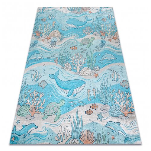 RugsX BAMBINO 61540 pralna preproga Ocean, ribe za otroke protizdrsna - plava / bež 80x150 cm, (5000359130) Cene