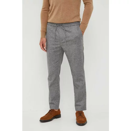 Calvin Klein Volnene hlače siva barva