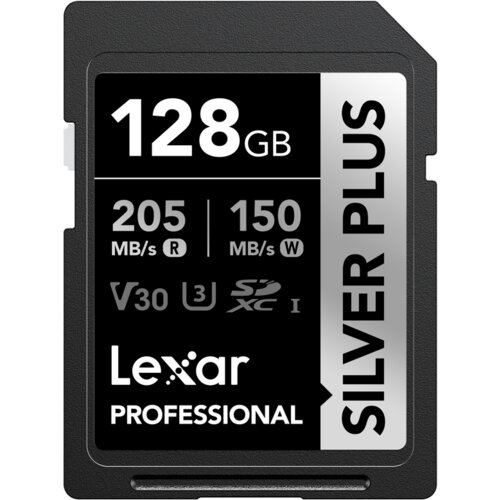 Lexar 128 GB SDXC Professional SILVER Plus 1066x UHS-I/U3/A2/4K R205/W150 (V30) Slike