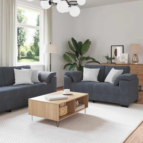  Dvodijelni set sofa s jastucima  tamno sivi bar&scaron;un - Tamno siva 1 Cijene