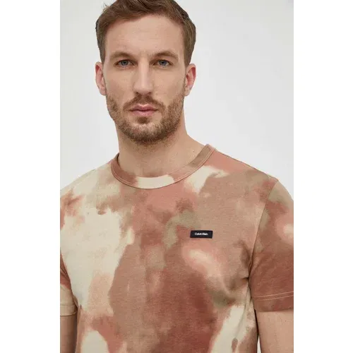 Calvin Klein Bombažna kratka majica moški, bež barva