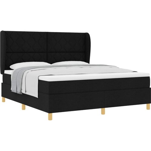  Krevet s opruga kutije s uzglavljem Crna 200 x 180 cm tkanina Slike