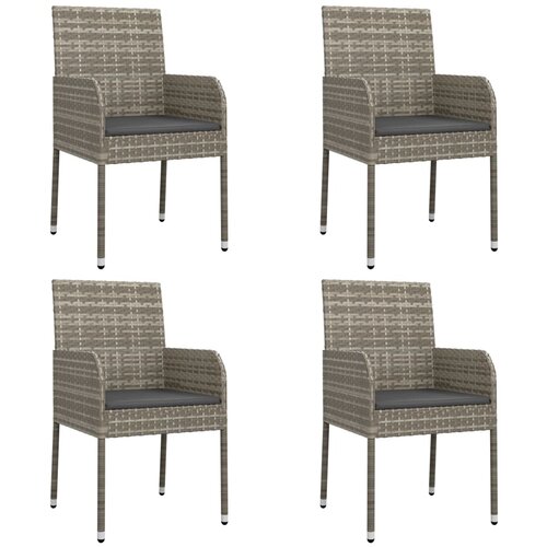 Maison Chic Vrtni stoli - Stol za vrt z blazinami 4 kosi poli ratan sive barve JS2249, (21877056) Slike