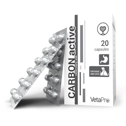 Veta Pro Dodatak ishrani za pse i mačke za varenje i detoksikaciju, Carbon Active kapsule (aktivni ugalj), 20 kom Slike