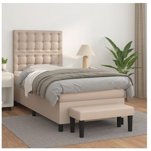 VidaXL Krevet s oprugama i madrac cappuccino 90x190 cm od umjetne kože Slike