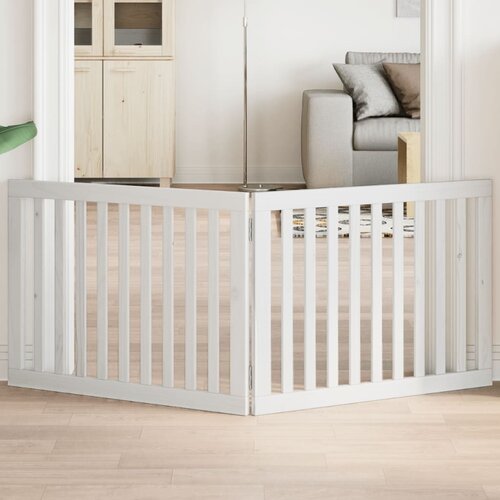 vidaXL Vrata za pse zložljiva 2 panela bela 160 cm topolovina Cene