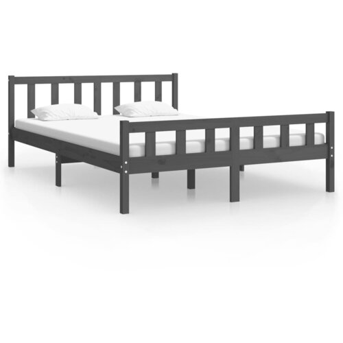 Maison Chic Posteljni okvir - Dvoposteljna postelja - Zakonska postelja siv iz trdnega lesa 140x200 cTrdeTrden-J15083, (21768200) Cene