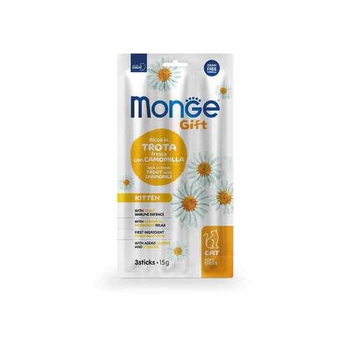 Monge soft sticks kitten poslastica za mačiće, pastrmka sa kamilicom, 15g Cene