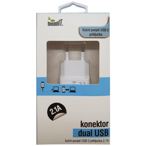 Mean IT Punjač kućni za smartphone, tablete, 2.1A - PUNJAČ ZA TABLET I SMARTPHONE USB 2 Cene