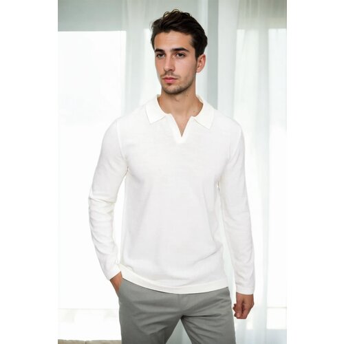 Dewberry 86813 Polo Neck Long Sleeve Knitwear-EKRU Slike