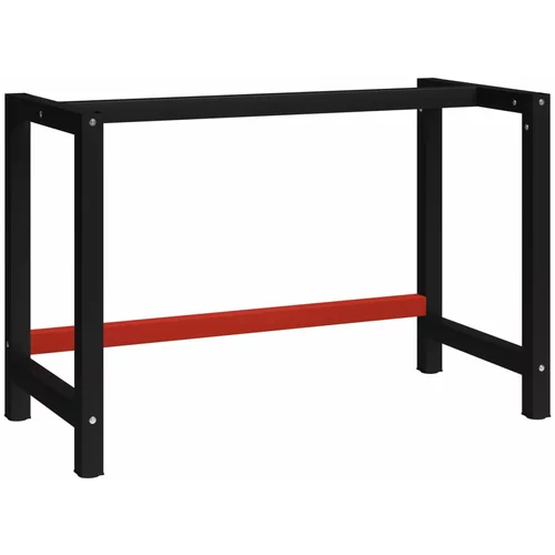vidaXL Kovinski okvir za delovno mizo 120x57x79 cm črn in rdeč