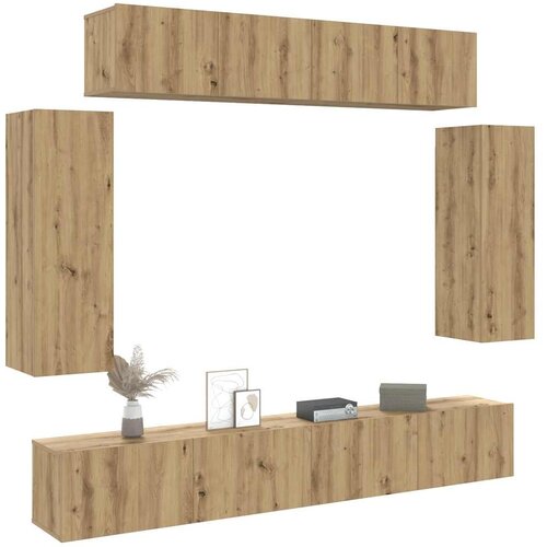 Furnova TV omara 6-delna stenski artisan hrast inženirski les, (22012227) Slike