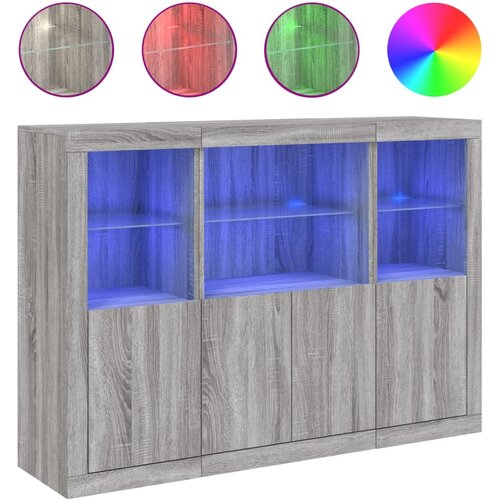 Maison Chic Komoda - Predalnik z LED lučkami 3 kosi siva sonoma inženirski les, (21721072) Cene