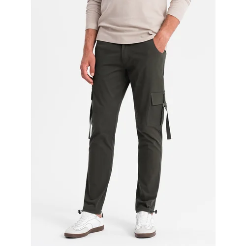 Ombre Men's STRAIGHT LEG cargo pants with striped pockets - graphite