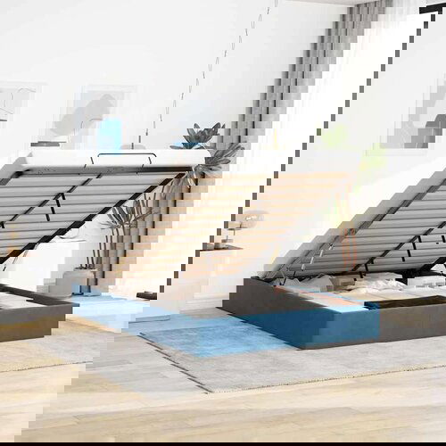 vidaXL Otomanski posteljni okvir brez vzmetnice Temno modra 140x200 cm Cene