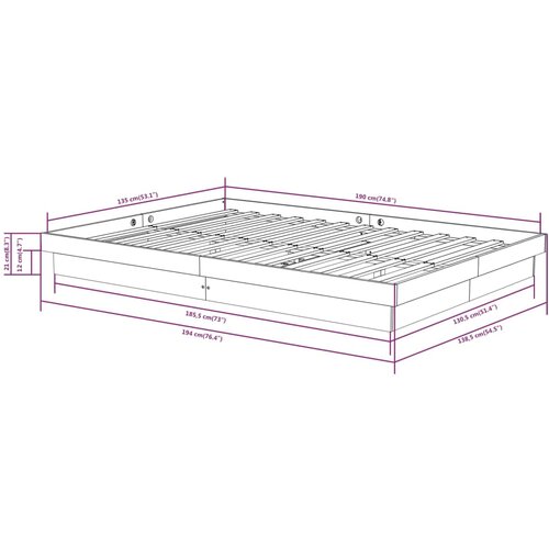  Okvir za krevet masivno drvo boja meda 135 x 190 cm bračni Slike