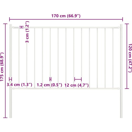  Ogradni panel Woerden sa stupovima čelik 1,7x1,25 m bijeli Slike