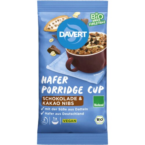 Davert Bio ovsena ka&scaron;a v lončku &ndash; čokolada s kakavovimi zrni - 65 g Cene