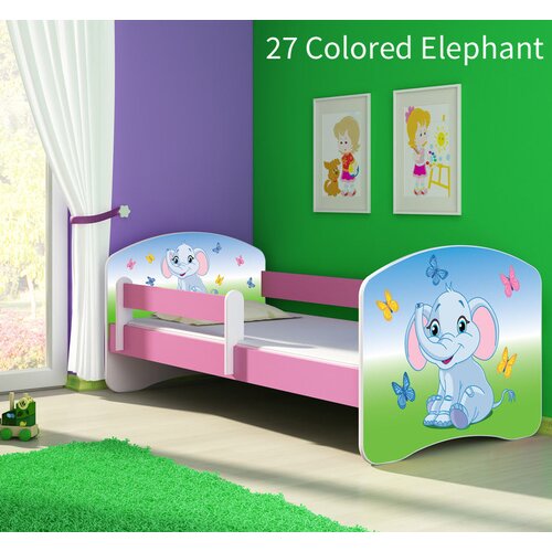 Dječji krevet ACMA s motivom, bočna roza 180x80 cm 27 Colored Elephant Cene