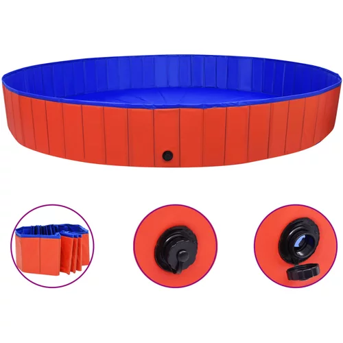 vidaXL zložljiv bazen za pse rdeč 300x40 cm PVC