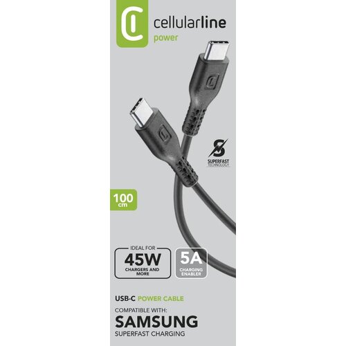 Cellular Line Kabel USB-C na USB-C 5A 45W 1m Crni, (57198606) Cijene