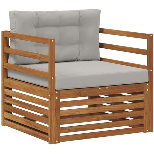  Set vanjskih sofa Čvrsto drvo akacije i poliester Prirodna - Prirodna i svijetlo siva vodoravne letvice Slike