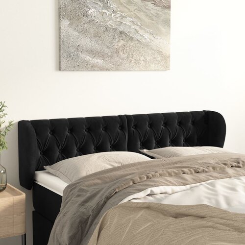 vidaXL Uzglavlje s ušima crno 147x23x78/88 cm baršunasto Cijene