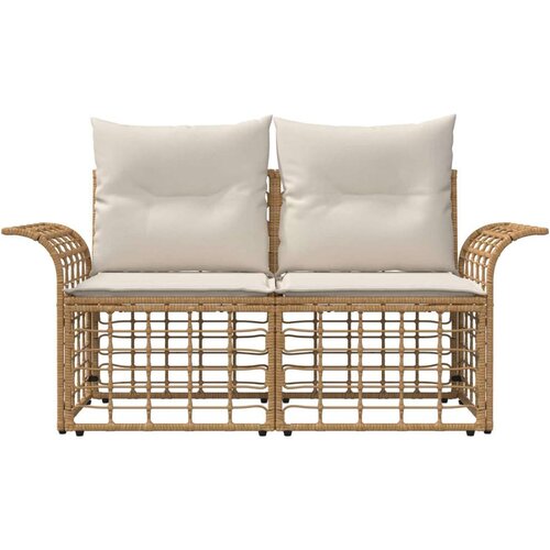  loveseat 2 pcs Prirodna i krema bijela poliratan - Prirodna i kremasto bijela Zakrivljeni Slike