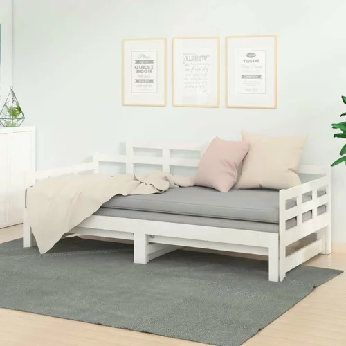  Izvlečna dnevna postelja bela trdna borovina 2x(90x200) cm, (20601185)