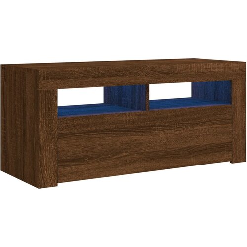 Maison Chic TV omarica - TV stojalo - Televizijska omarica z LED lučkami rjavi hrast 90x35x40 cm, (21701696) Cene