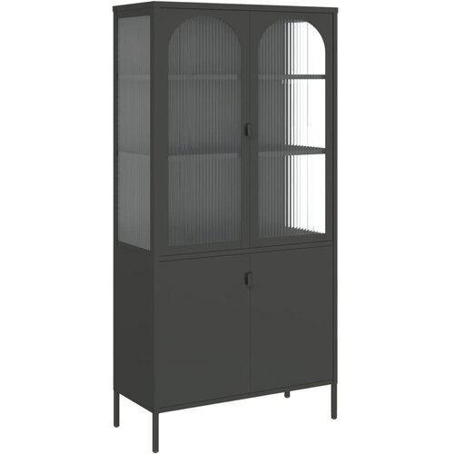 Maison Chic Visoka omara - Komoda - Predalnik črna 90x40x180 cm steklo in jeklo, (21719204) Cene