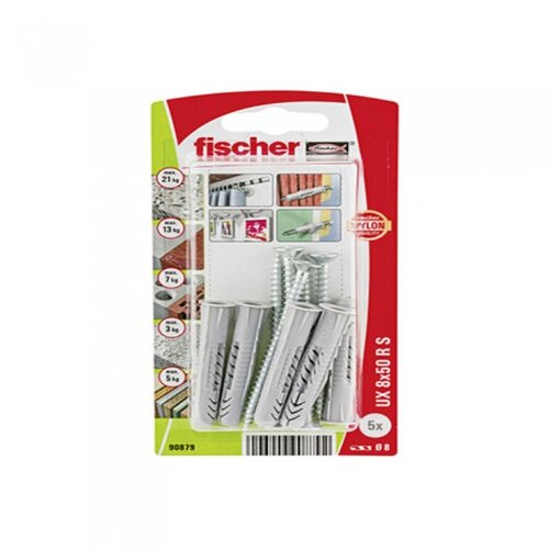 Fischer univerzalne tiple UX s vijcima (Promjer tiple: 8 mm, Duljina tiple: 50 mm, Ukupan broj komada: 5 Kom.) Cijene