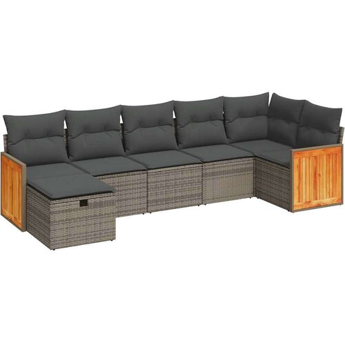 VidaXL 7-dijelni set vrtnih sofa sivi od poliratana Slike