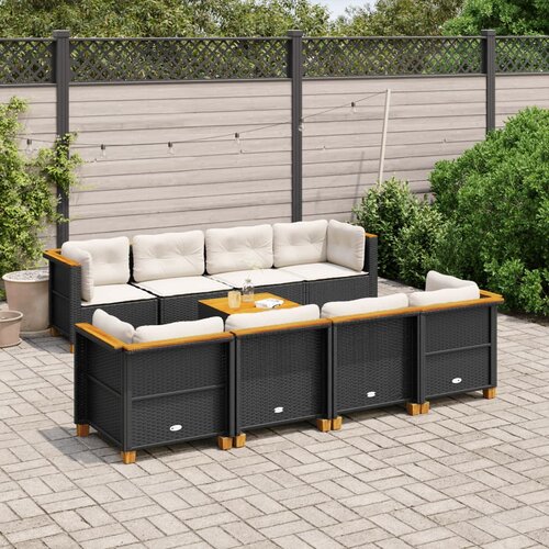 vidaXL 9-dijelni set vrtnih sofa s jastucima crni od poliratana Cijene