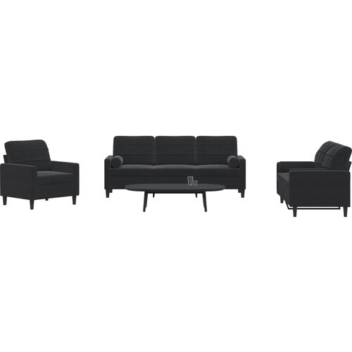 vidaXL 3-dijelni set sofa s jastucima crni baršunasti Cijene