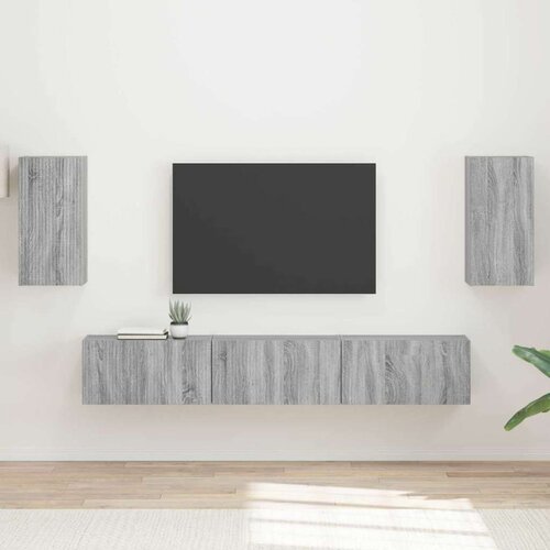  Set TV komoda Zidne 3 pcs Siva Sonoma Konstruirano drvo Cijene